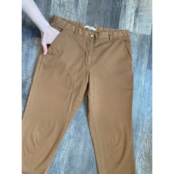 0039 ITALY Womens Pants Size Small Stretch Tan Brown Cropped Capri Quiet Luxury - Picture 5 of 14